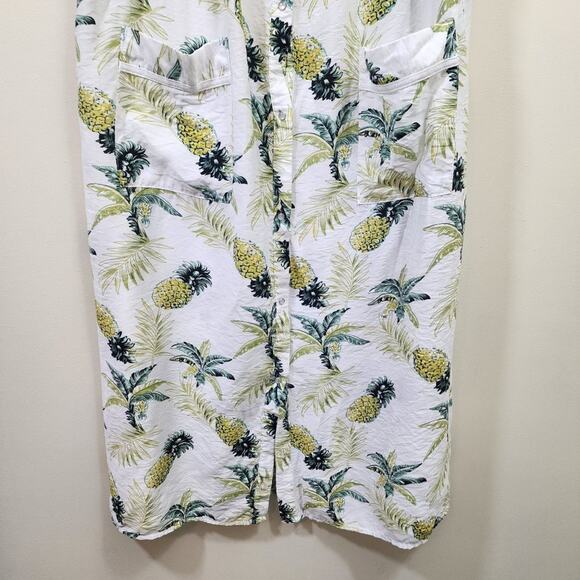 Ekouaer pearl snap front housecoat nightgown pineapple print woman's size large - Picture 12 of 14